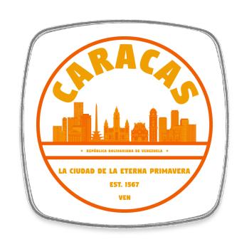 Caracas Skyline Emblem - Viereckiger Kühlschrankmagnet - Weiß - Vorne