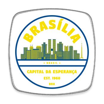 Brasilia Skyline Emblem - Square fridge magnet - white - Front