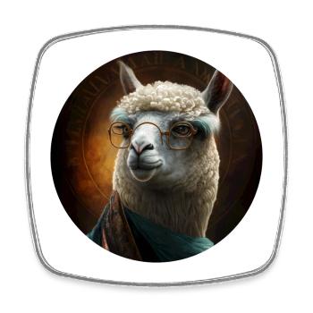 Professor schlaues Lama Alpaca mit Brille - Viereckiger Kühlschrankmagnet - Weiß - Vorne