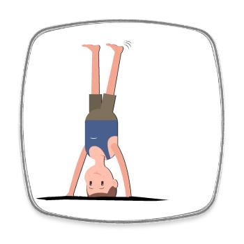 Man boy does headstand - Square fridge magnet - white - Front