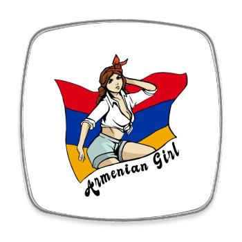 Motif du drapeau de l'Arménie pour fille - Magnet carré - blanc - Devant