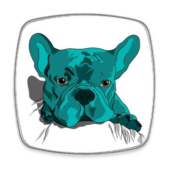 Französische Bulldogge süßer Cartoon Look - Viereckiger Kühlschrankmagnet - Weiß - Vorne
