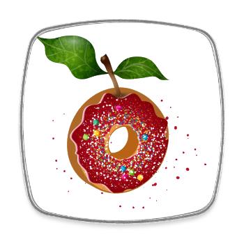 funny donut with colorful sprinkles and leaves - Square fridge magnet - white - Front