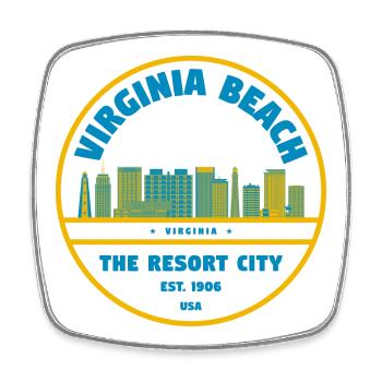 Virginia Beach Skyline Logo - Viereckiger Kühlschrankmagnet - Weiß - Vorne