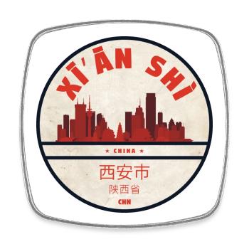 Xi’an Skyline Badge China - Viereckiger Kühlschrankmagnet - Weiß - Vorne