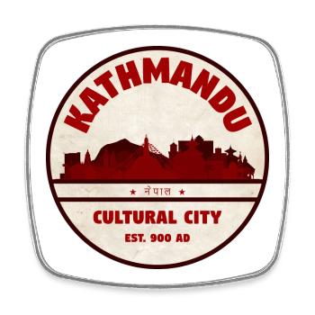 Kathmandu Kulturstadt Emblem - Viereckiger Kühlschrankmagnet - Weiß - Vorne