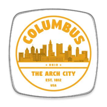 Columbus Arch City Skyline - Viereckiger Kühlschrankmagnet - Weiß - Vorne