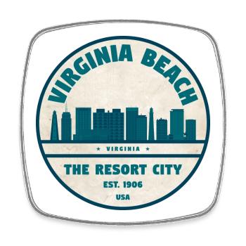 Virginia Beach Resort City Skyline - Square fridge magnet - white - Front