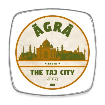 Agra Taj Stadt Silhouette - Viereckiger Kühlschrankmagnet - Weiß - Vorne