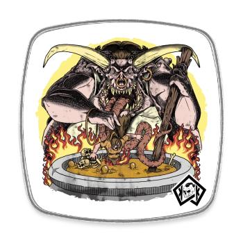 Cook, cook, chef, soup pot, hell - Square fridge magnet - white - Front
