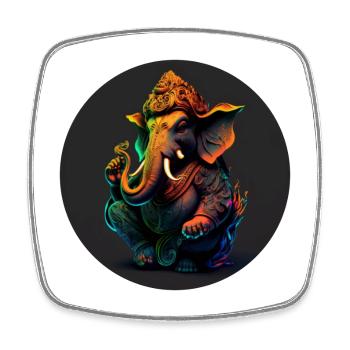 Ganesha Neon | Indischer Gott - Viereckiger Kühlschrankmagnet - Weiß - Vorne