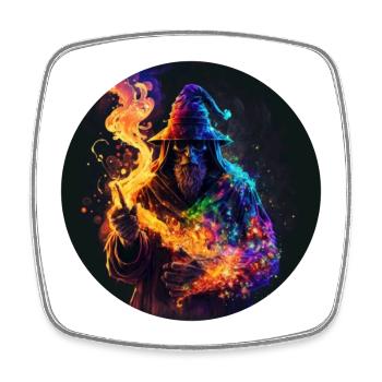 Magischer Magier Magic Zauberer Neon | - Viereckiger Kühlschrankmagnet - Weiß - Vorne
