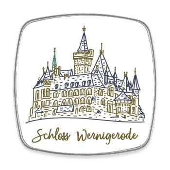 Schloss Wernigerode, Wahrzeichen, Deutschland - Viereckiger Kühlschrankmagnet - Weiß - Vorne