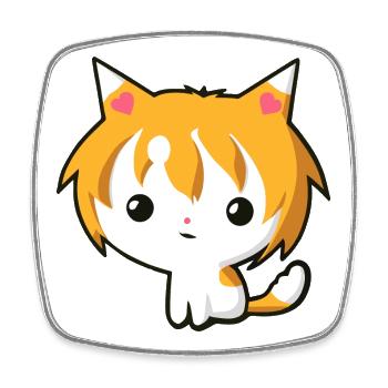 Kawaii Anime-Katze – Niedliche Katzengrafik - Viereckiger Kühlschrankmagnet - Weiß - Vorne