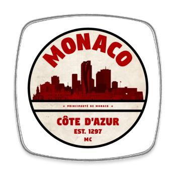 Monaco Côte d'Azur Vintage Skyline - Square fridge magnet - white - Front