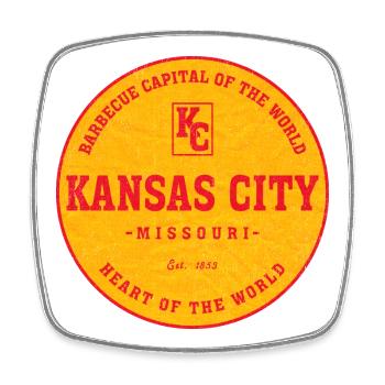 Kansas City BBQ Emblem Kreis - Viereckiger Kühlschrankmagnet - Weiß - Vorne