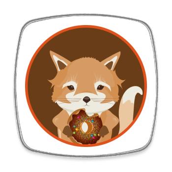enchanting little fox with delicious donut - Square fridge magnet - white - Front