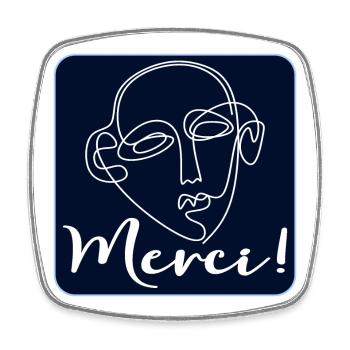 Merci Remerciement - Art Esthétique - Ligne - Magnet carré - blanc - Devant