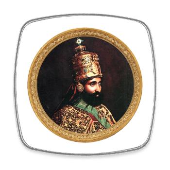 Hailé Sélassié HIM Jah Rastafari Rasta Racines royales - Magnet carré - blanc - Devant