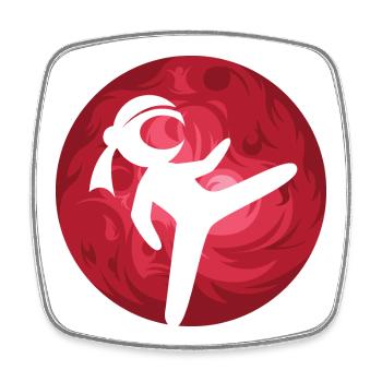 Ninja Kämpfer Symbol Kampfsport rot Planet Mond - Viereckiger Kühlschrankmagnet - Weiß - Vorne