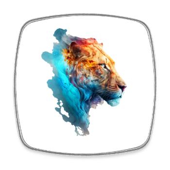 Belle lionne colorée dans la fumée bleue - Magnet carré - blanc - Devant