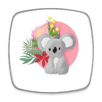 Süßer Koala mit Blumenkranz - Viereckiger Kühlschrankmagnet - Weiß - Vorne