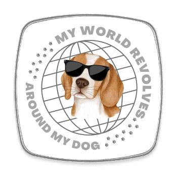 Mon monde tourne autour de mon chien - Beagle Lovers - Magnet carré - blanc - Devant