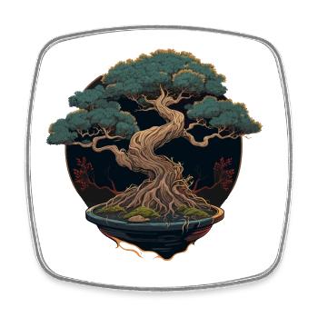 Kultivierter Bonsai-Baum - Viereckiger Kühlschrankmagnet - Weiß - Vorne