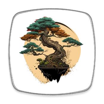 Beschnittener Bonsai - Viereckiger Kühlschrankmagnet - Weiß - Vorne