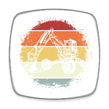Excavator - Square fridge magnet - white - Front