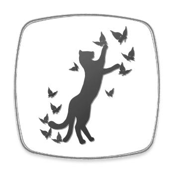 Nekomata dunkel, schmetterlinge, japanische Motive - Viereckiger Kühlschrankmagnet - Weiß - Vorne