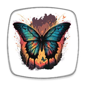 Schmetterling Sonnenuntergang - Viereckiger Kühlschrankmagnet - Weiß - Vorne
