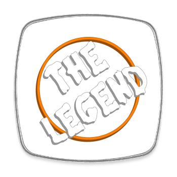 Retro The Legend logo in orange circle - Square fridge magnet - white - Front