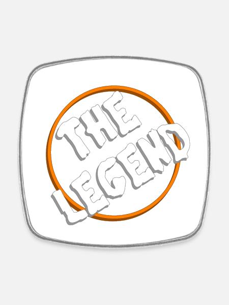 Retro The Legend logo in orange circle - Square fridge magnet - white