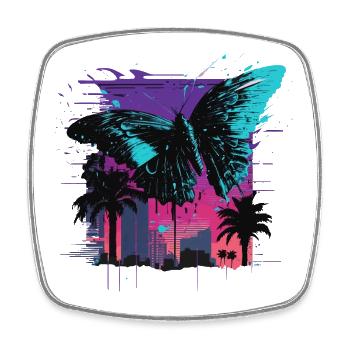 Buttterfly in der Stadt Vaporwave - Viereckiger Kühlschrankmagnet - Weiß - Vorne