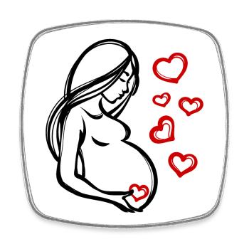 Herz Schwangerschaft Babybauch Statement Schwanger - Viereckiger Kühlschrankmagnet - Weiß - Vorne