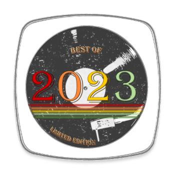 record 2023 - Square fridge magnet - white - Front