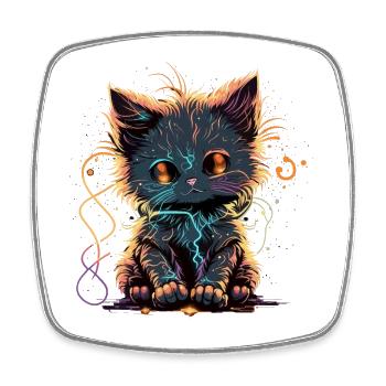 Adorable Sparkling Cat - Square fridge magnet - white - Front