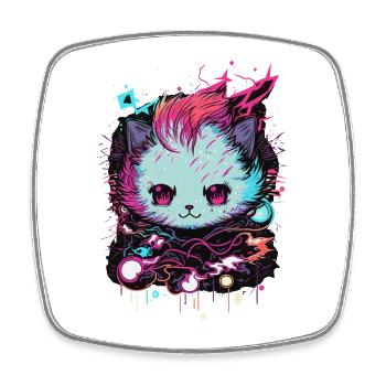 Out of This World Cat - Square fridge magnet - white - Front