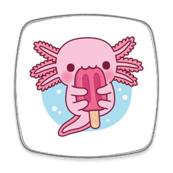 Niedlicher Axolotl isst Eiscreme - Viereckiger Kühlschrankmagnet - Weiß - Vorne