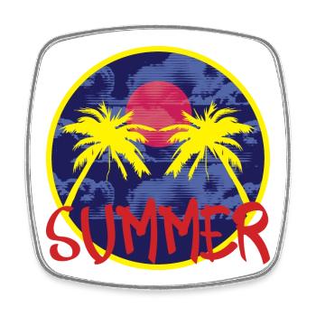 Summer under palm trees on the beach Summer holidays - Square fridge magnet - white - Front