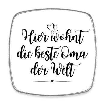 Hier wohnt die beste Oma der Welt - Viereckiger Kühlschrankmagnet - Weiß - Vorne