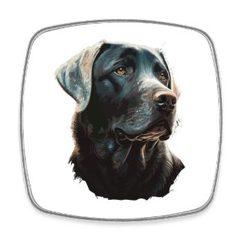 Labrador Retriever on Glowing lights - Square fridge magnet - white - Front