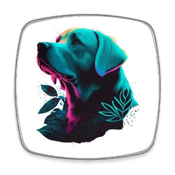 Weißes glänzendes Haar Labrador Retriever Vaporwave - Viereckiger Kühlschrankmagnet - Weiß - Vorne