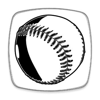 Baseball Ball - Viereckiger Kühlschrankmagnet - Weiß - Vorne