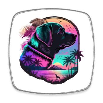 Great Vaporwave Labrador Retriever Illustration - Square fridge magnet - white - Front