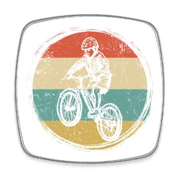 Retro BMX Rider Circle - Viereckiger Kühlschrankmagnet - Weiß - Vorne