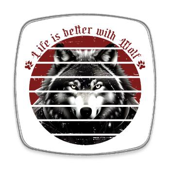 Life is better with wolves - Square fridge magnet - white - Front