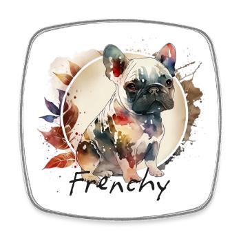 French Bulldog Watercolor Painting - Square fridge magnet - white - Front