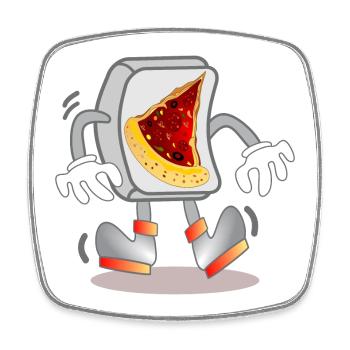 Ordinateur - COMMANDE DE PIZZA - Magnet carré - blanc - Devant